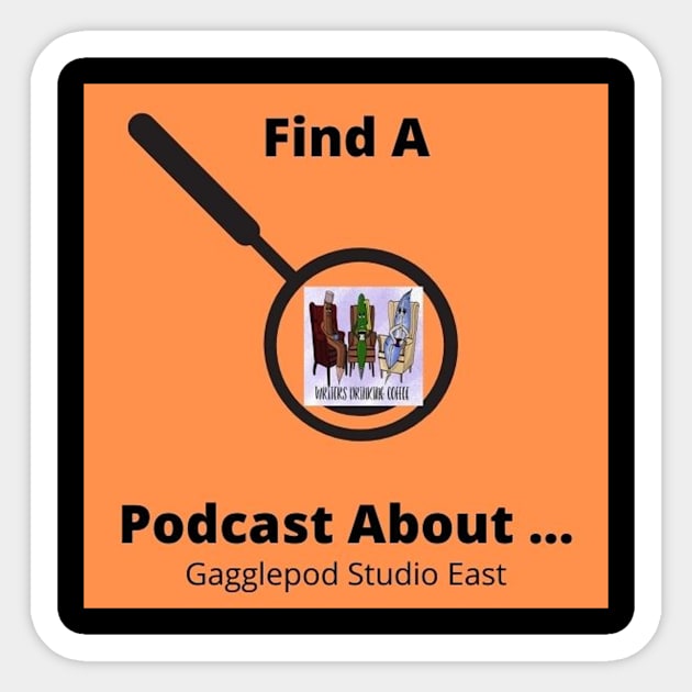 Find A POdcast About Reviews Writers Drinking Coffee Logo Sticker by Find A Podcast About